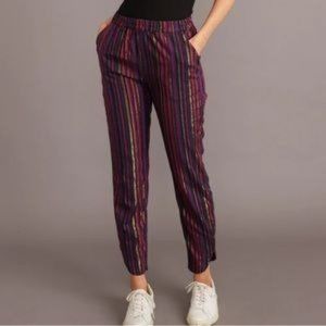 Marine Layer Size Small Allison Pant in Lurex Multi Stripe #14848 Black/Magenta